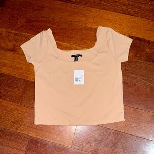 Forever21 Sculpt Shape Women's Sand Cropped Tee